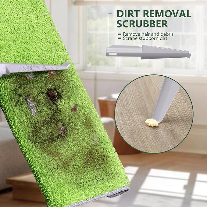 Masthome Microfiber Mops for Floor Cleaning with Washable Pads 4pcs&ampSpin Mop Bucket System with 3 Mop Pads - Home &amp Office Suitable