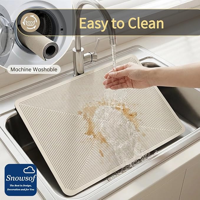 Dish Drying Mat - Absorbent Countertop Mat for Coffee Maker Dish Rack (0116''×24'')