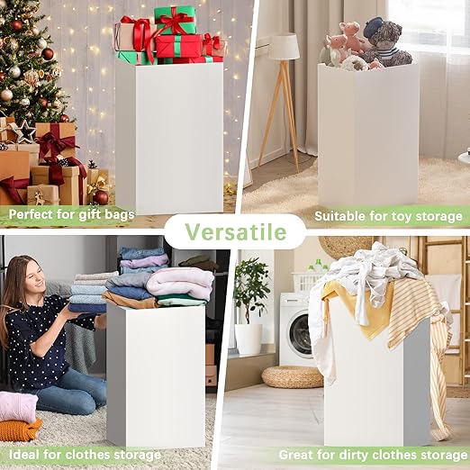 8 Pack Extra Large Disposable Trash Cans Reusable Portable Garbage Can 30 Gallon (30 H x 14 W x 14 D) Extra Thick Recycled Cardboard Portable Garbage Can and Recycling BinsWhite