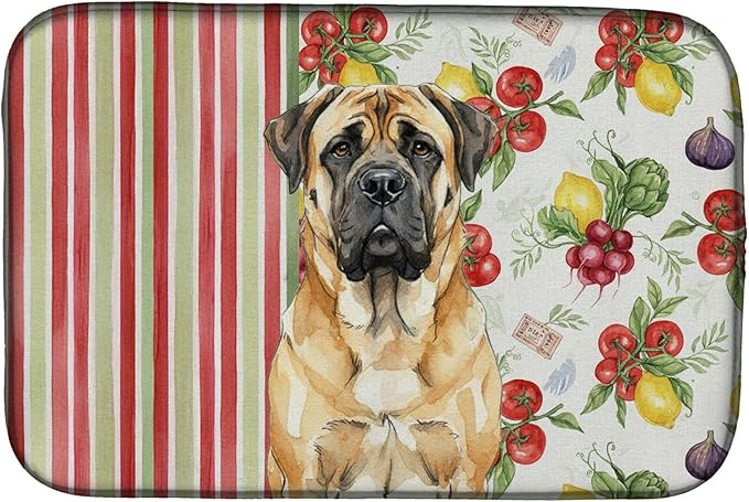Caroline's Treasures Fawn Mastiff Vegetables Dish Drying Mat Absorbent Dish Drying Mat Pad for Kitchen Counter Dish Drainer Mat for Countertop 14 x 21 Multicolor