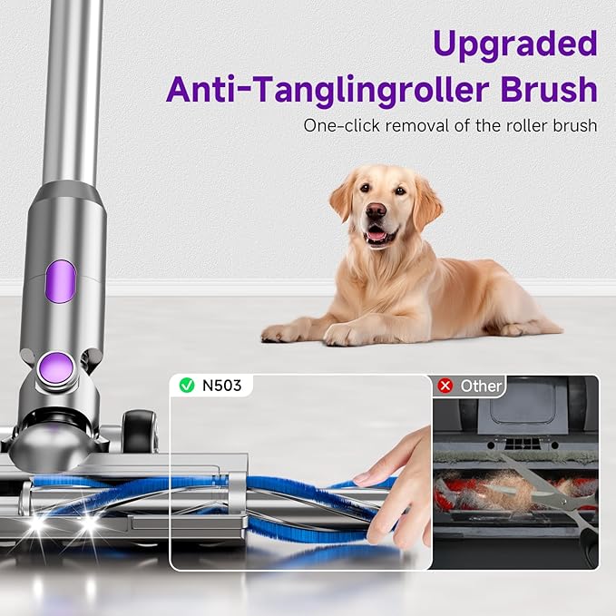 Cordless Vacuum Cleaner 38Kpa Vacuum Cleaners for Home 60Mins Lightweight Stick Vacuum with LED Display Anti-Tangle &amp Wall Mount  8 in 1 Lightweight Vacuum for Hard Floors Carpet Pet Hair Pur