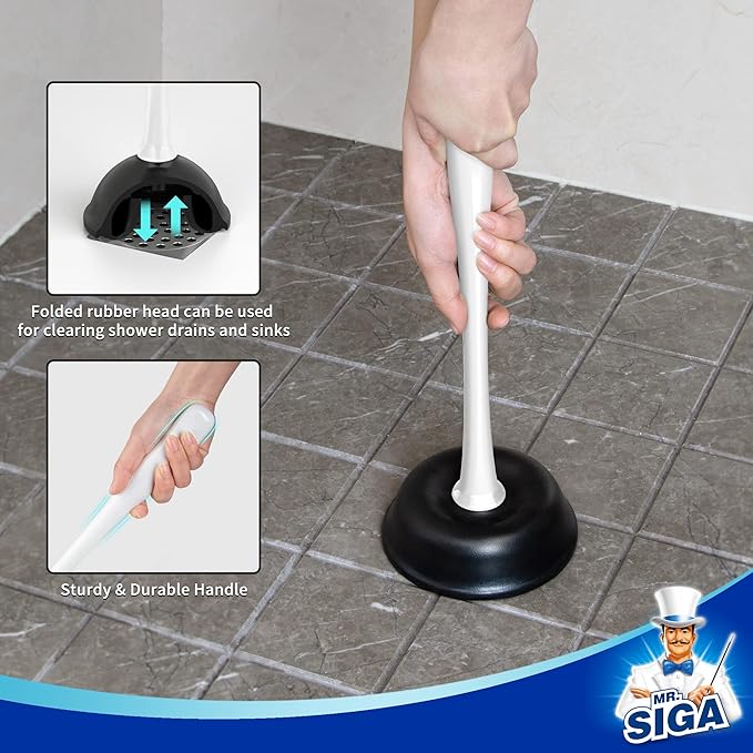 MR.SIGA Toilet Plunger and Bowl Brush Combo for Bathroom Cleaning White 1 Set