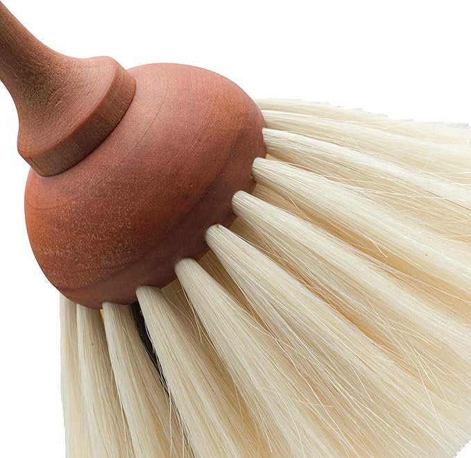REDECKER Goat Hair Dust Brush with Oiled Pearwood Handle 13-1/2 inches - Natural Bristle Duster Cleans Delicate Surfaces Hanging Loop for Storage - Goat Hair Dusting Brush Made in Germany