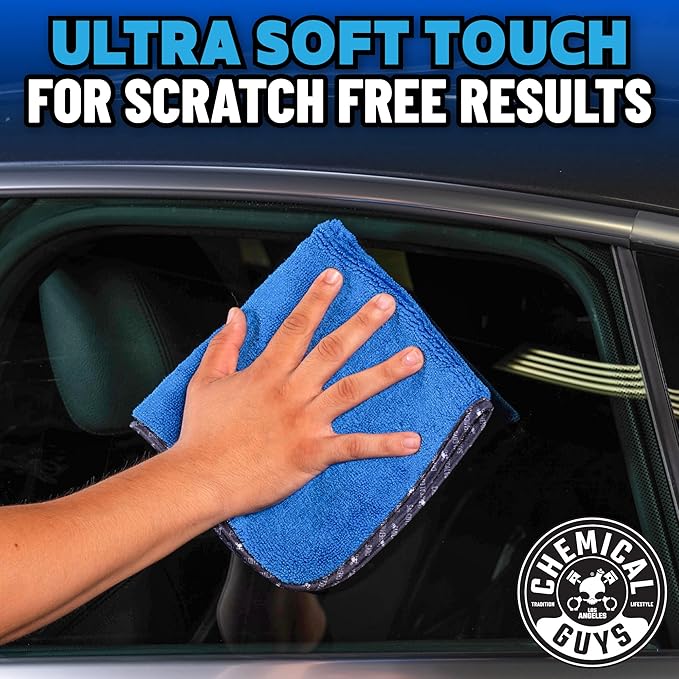 Chemical Guys Professional Grade Premium Microfiber Towels for Cars Blue 16 x 16 Ultra-Soft and Scratch-Free Car Detailing Cloths for Trucks Motorcycles and More - 12 Pack