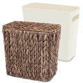 Wicker Trash Can with Lid and Liner Handwoven Wicker Waste Basket Water Hyacinth Bathroom Trash Can Boho Rattan Garbage Wastebasket for Bedroom Home Living Room Office 2.5 Gallon Espresso