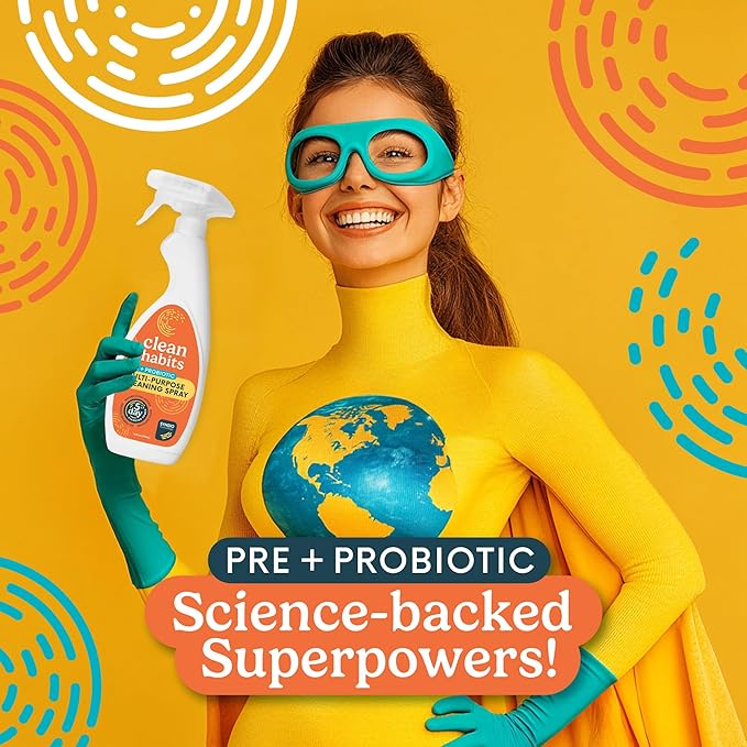 Pre + Probiotic Multi-Purpose Cleaning Spray Five Day Clean Reduces Grime and Odors 16 Fl Oz per Bottle (4 Pack)