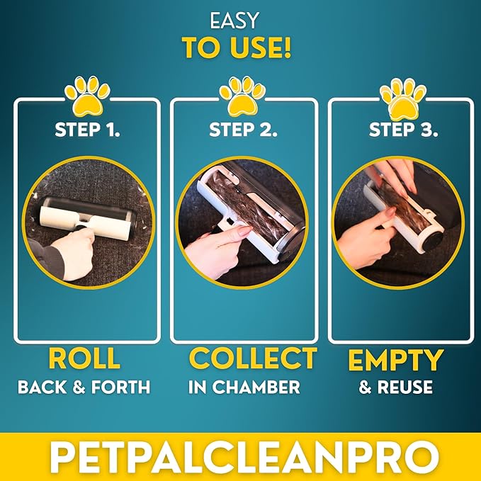 Premium Pet Hair Remover for Couch Furniture &amp Car | Reuseable Strong Self-Cleaning Lint Roller | Modern Black &amp White Design– PetPalCleanPro