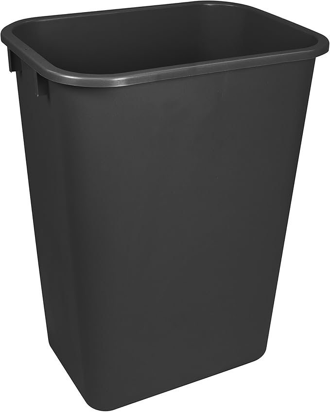 Storex Large Waste Basket 15.5 x 11 x 20.75 Inches Black (STX00700U01C)