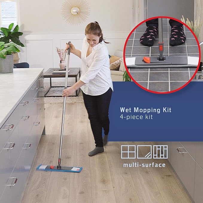 Floor Mop Microfiber Cleaning System - Washable Scrubbing and Reusable Microfiber for Hardwood Laminate and Tile Dust Mop Soft Refills for Wood Walls Vinyl Kitchen