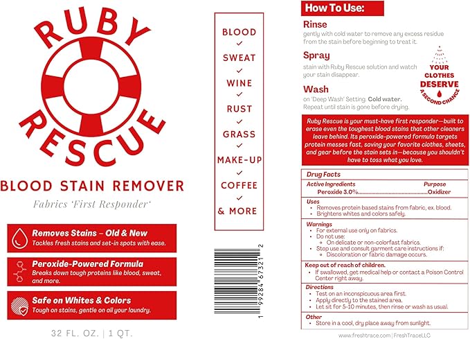Emergency Stain Rescue Stain Remover Spray Powerful Peroxide Formula Clothes Carpets Upholstery Spray Cleaner Instantly Lifts Protein-Based Stains