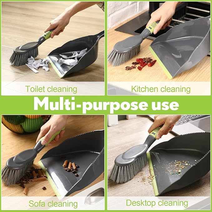 Zopeal 6 Set Dust Pan and Brush Set Small Dustpan with Broom Handheld Angle Broom and Dustpan Set for Home Room Kitchen Car Office Lobby Indoor Floor Cleaning