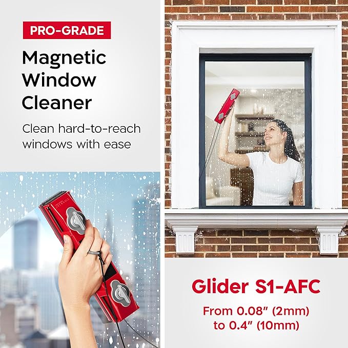 Tyroler Outside Magnetic Window Cleaner Tool | The Glider S-1 AFC Double-Sided Window Cleaner Tool Fits Windows 0.1-0.4 Thick | Magnet Window Cleaner | Magnetic Glass Cleaner | Limpiador magnetico