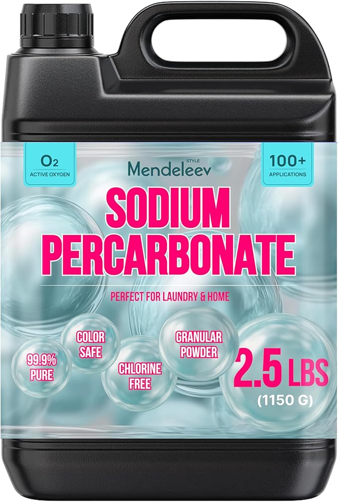 2.5 LB Sodium Percarbonate Laundry Booster – Heavy-Duty 99.9% Pure | Oxygen Power Cleaner for Laundry &amp Home (2.5 Lbs - 1.15 kg)