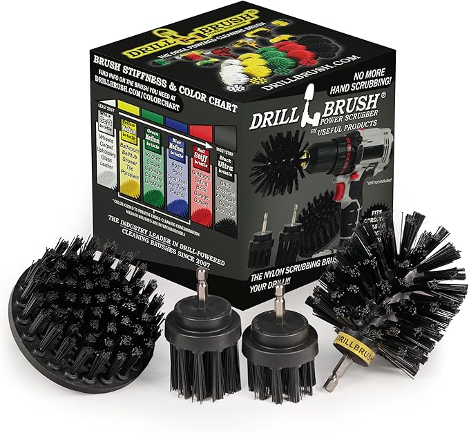 Grill Brushes - Detailing Brush Set BBQ Accessories - Ultra Stiff Power Scrub Brush Set - Oil Stain Electric Spin Scrubber - Cleaning Supplies Floor Scrubber - Household Cleaning Tools Power Scrubbing