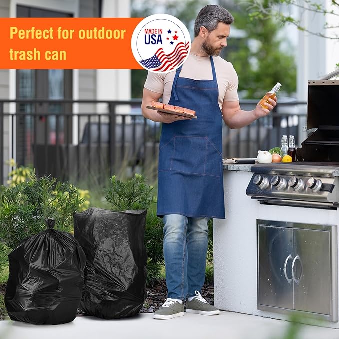 Delxo 30-33 Gallon Trash Bags 5000 Count – 0.6 Mil Medium Duty Garbage Bags Durable Plastic Bolsas para basura Perforated Design– Made in USA for Kitchen Yard Office (Black)
