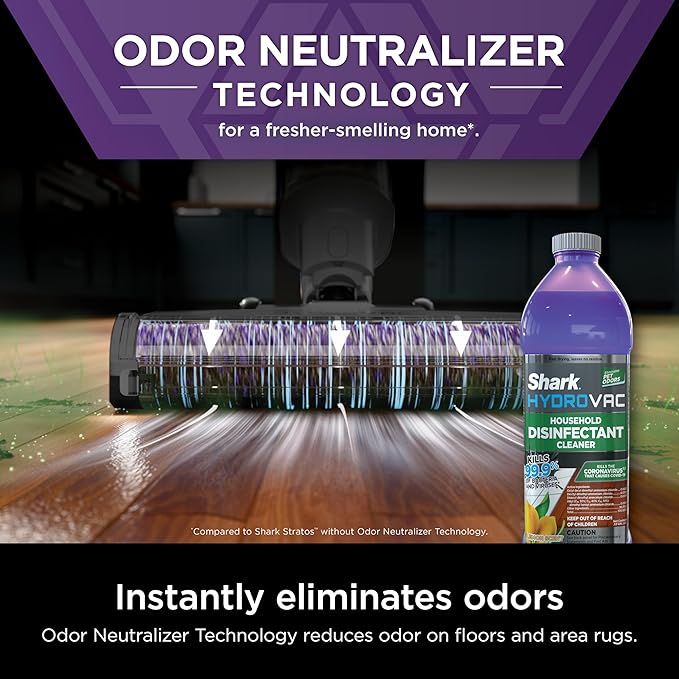 Shark HydroVac Household Disinfectant Cleaner Kills 99.9% of Bacteria &amp Viruses Compatible with Shark HydroVac 3-in-1 Multi-Surface Cleaners on Hardfloor Stone Laminate &amp Tile Purple WDC