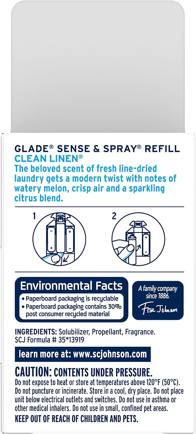 Glade sense spray 0.43 Oz Refill Clean Lenin One Pack