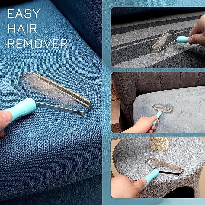 Pet Hair Removal Glove 4-in-1 Premium Dog Cat Hair Removal Glove &amp Brush Set Electrostatic Pet Hair Remover for Furniture Carpet Car Complete Grooming Bundle with Lint Remover Reusable Magic Brush