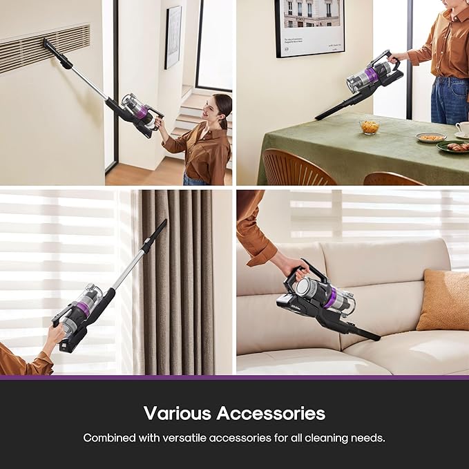 Eureka Cordless Vacuum Cleaner Lightweight Stick Vacuum Rechargeable for Hardwood Pet Hair Blue w/Clean Station Stylus Elite NEC490SE
