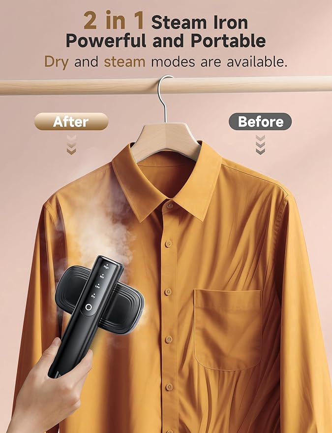 Travel Steamer for Clothes Portable Handheld Design Clothing Wrinkles Remover Strong Penetrating Steam 1200W Powerful 2 In 1 Steamer &amp Iron 100ml Big Capacity Home Office Travel