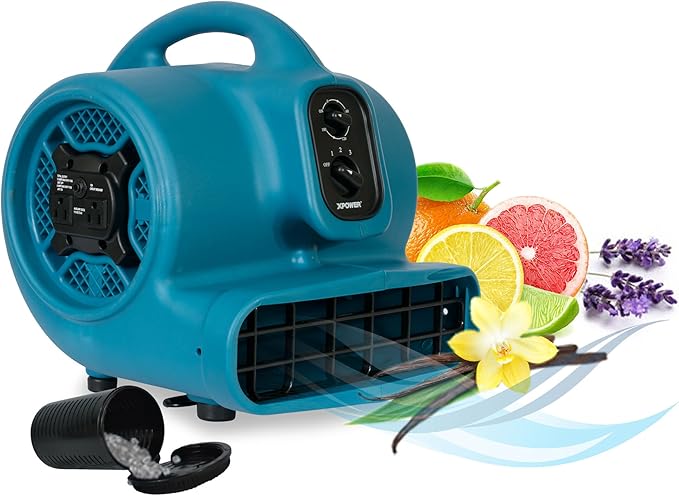 XPOWER P-450AT Scented Air Mover with Timer Power Outlets &amp 4 Aroma Beads Sample Packs