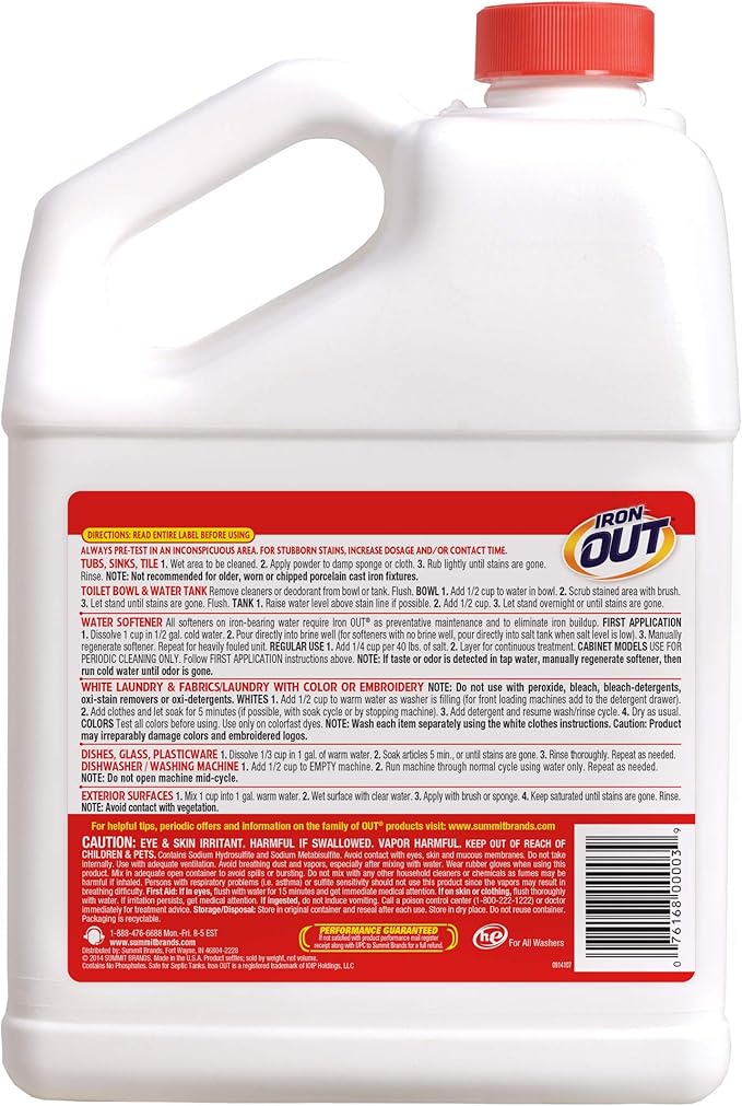 Iron OUT Powder Rust Stain Remover Remove and Prevent Rust Stains in Bathrooms Kitchens Appliances Laundry and Outdoors 9.5 Pound