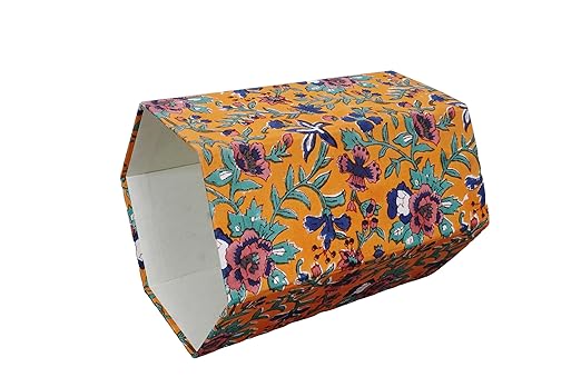 Generic 3.3 Gallon Cotton Hand Block Printed Paper Waste Basket |Small Decorative Trash Can for Housewarming Gifts in Living Room Bedroom Bathroom | Eco-Friendly Plastic-Free (1 ORE.GREEN)