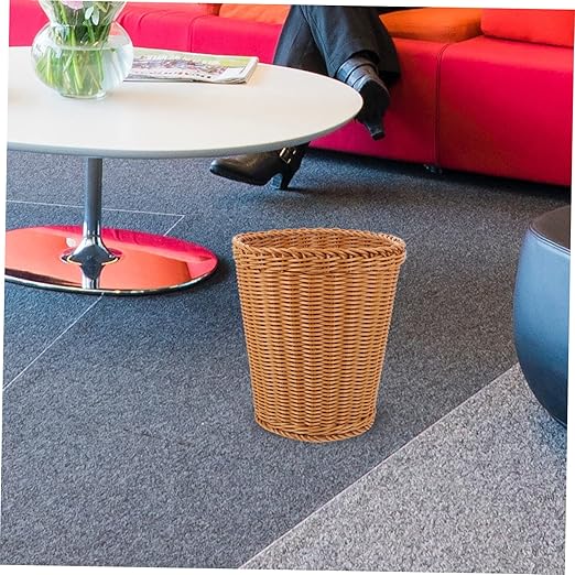 Elegant Woven Storage Container Plastic Sundries Basket Multi-Function Woven Trash Basket for Home Decor