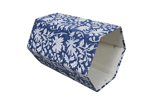 Handmade Cotton Paper Waste Basket Stylish Trash Can for Home or Office (1 Blue FLOWAR)