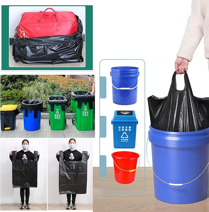 100 Counts Ultra Strong 13 Gallon Black Trash Bags 2 Mils 12 Gallon 13 Gallon 14 Gallon Multi-Use Bin Liners Food Scrap Waste Tall Kitchen Garbage Bags for Home Office Kitchen (12-13Gallon)