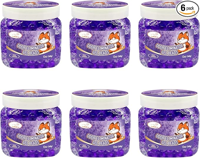 Odor Eliminator Gel Beads 12 oz 6 Pack Air Freshener Beads for Home &amp Car Pet Neutralizes Odors for Bathroom Closet Pet Area &amp RVs Long-Lasting Natural Fresh Lavender
