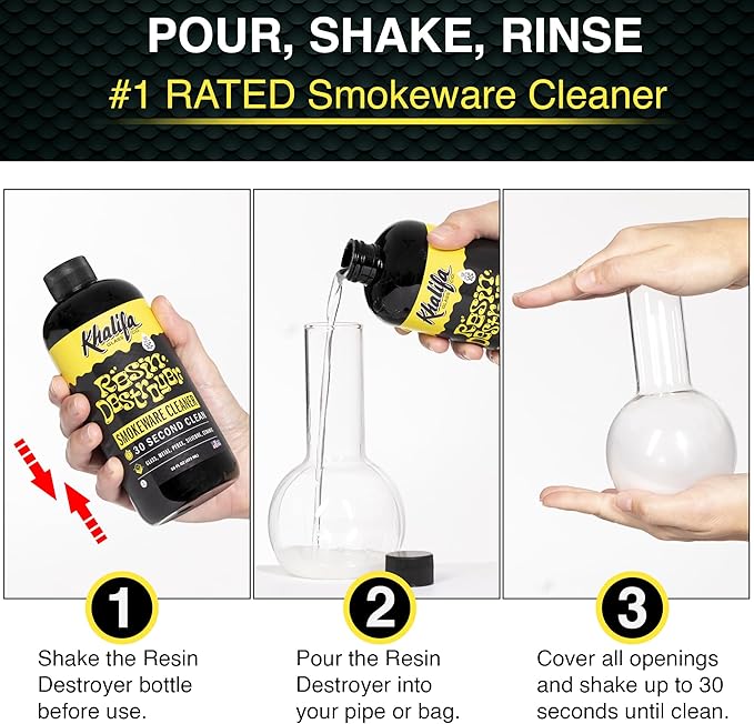 SNOWTREE Khalifa Resin Destroyer Cleaning Solution 10 Pack 16 Fl Oz Bottles (160 Fl Oz) - Clean &amp Deodorize Glass Ceramic Silicone &amp Metal - Restore Your Pieces to Perfection - Destroy Resin