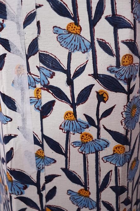 Generic Floral Hand Block Print Paper Dustbin Cotton Printed Wastebasket Indian Vintage Home Decor Hotel Room Decor (1 Green Blue Bell)