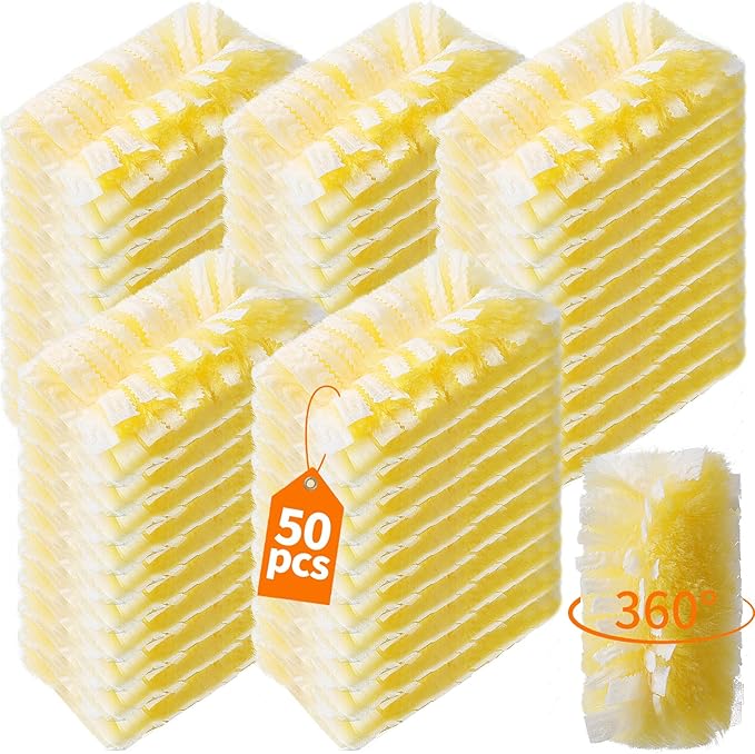 50 Count 360° Heavy Duty Duster Refills Compatible with Swiffer Larger Size-Extra Thick Electrostatic Disposable dusters Refill for Electronics Furniture Blinds Ceiling Fans Unscented