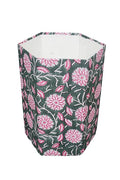Handmade Cotton Paper Waste Basket Stylish Trash Can for Home or Office (1 White Pink FLOWAR)