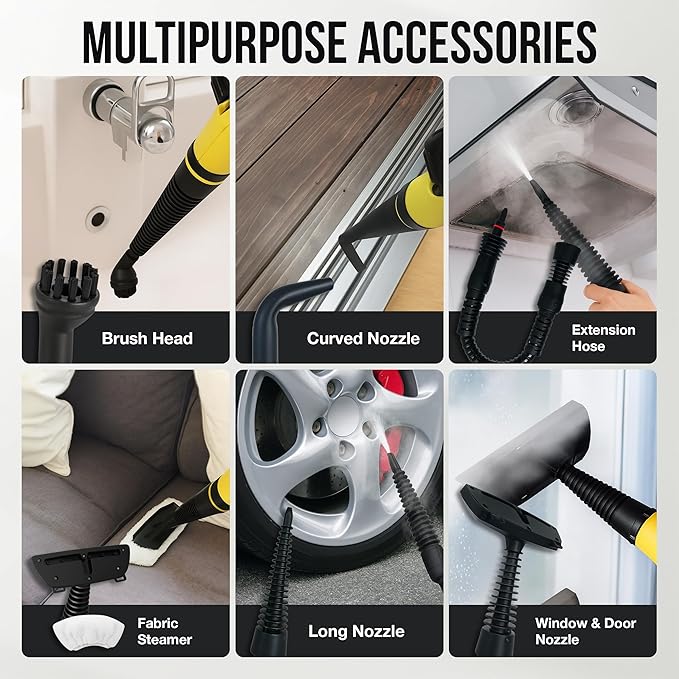 Comforday Handheld Steam Cleaner Pressurized Portable Steam Cleaner with 9-Piece Accessories Steamer for Cleaning Upholstery Car Seats &amp Floors