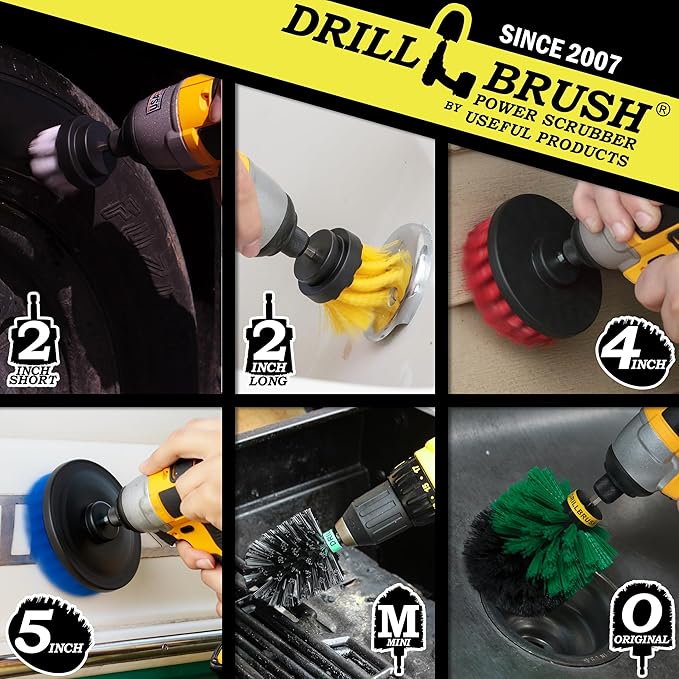Variety Multi-Pack Drill Brush Attachments for Cleaning Car Truck Carpet Boat Bathroom Kitchen Grill Griddle - Drill Brush for Car Detailing Kit - Grill Cleaning Kit - Grilling Accessories