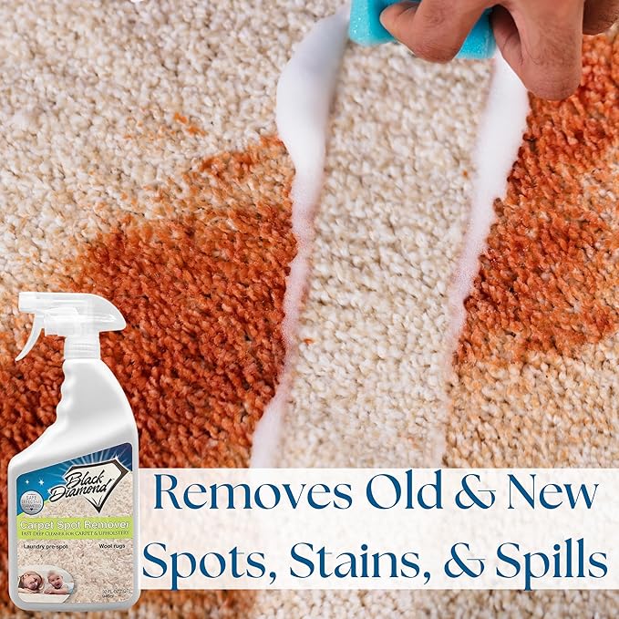 Black Diamond Stoneworks Carpet &amp Upholstery Cleaner: Fast Acting Deep Cleaning Spot &amp Stain Remover Spray Also Works Great on Rugs Couches and Car Seats (1-Quart/1-Gallon)