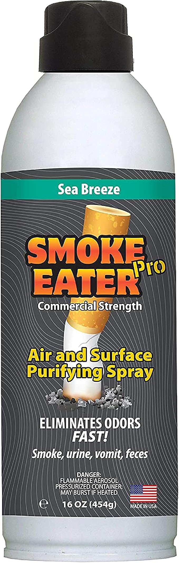 Smoke Eater Pro 16 oz Odor Eliminator Spray — Commercial Strength for Smoke Pet Urine and Cooking Odors — Air and Fabric Deodorizer with Tea Tree Oil — Made in USA (Sea Breeze)