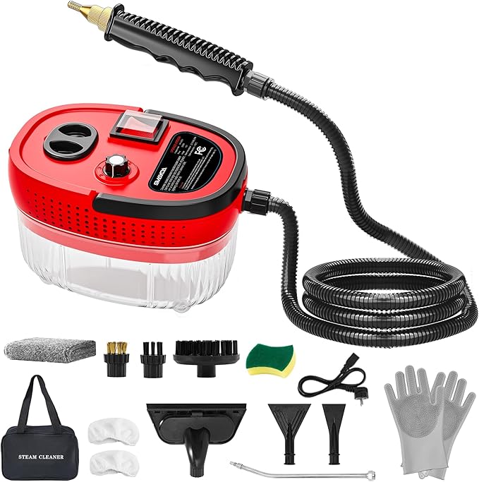Handheld Steam Cleaner Portable High-pressure Steam Cleaner with 3 Brushes and 1 Glass Scraper Quickly Generates High-temperature Steam to Deeply Clean Kitchens and Car Seats