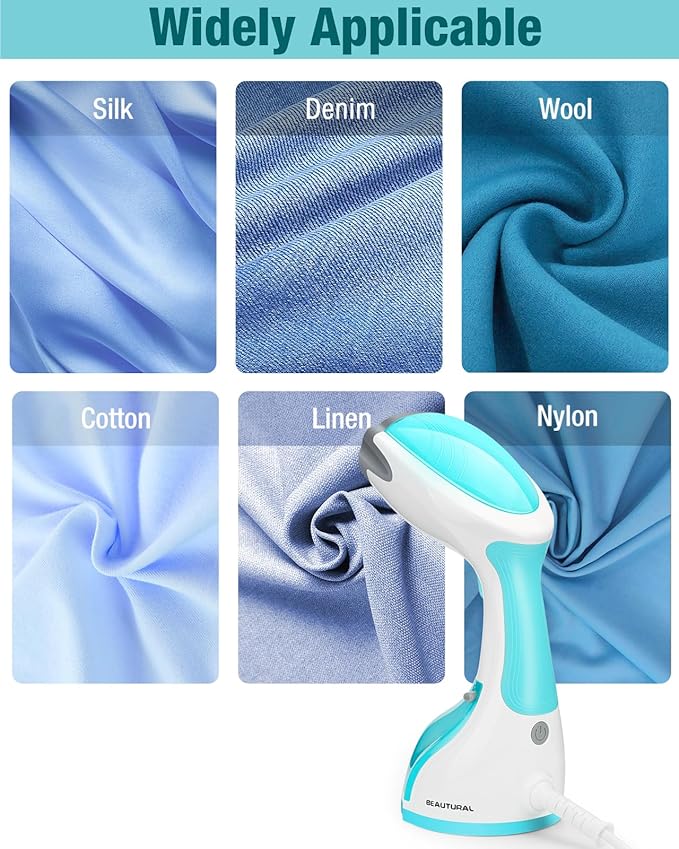 BEAUTURAL Steamer for Clothes Portable Handheld Garment Fabric Wrinkles Remover 30-Second Fast Heat-up Auto-Off Large Detachable Water Tank