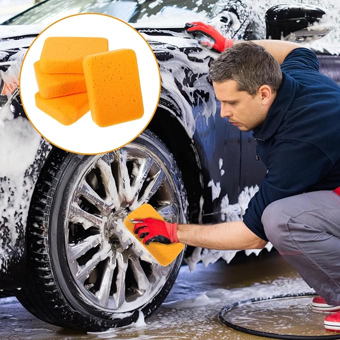 24 Pcs Large Cleaning Sponges Bulk 7.6 x 5.3 x 1.9 Inch Yellow Reusable Grout Sponge Super Absorbent Non-Scratch Car Wash Sponges for Car Floors Windows Dishes Cleaning