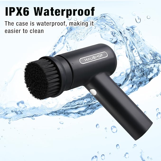 HAUSHOF Electric Spin Scrubber Cordless Dish Scrubber Brush with 8 Replaceable Heads &amp 3 Speeds Power Scrubber Electric Scrubber for Cleaning Kitchen Sink Bathroom Knife Sharpener Included