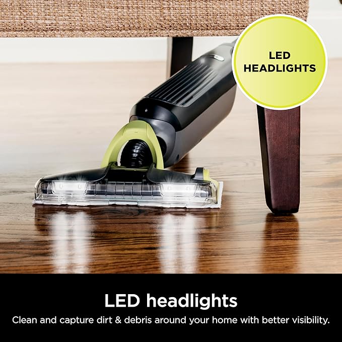 Shark VACMOP Cordless Hard Floor Cleaner Vacuum and Spray Mop Powerful Suction Lightweight LED Headlights Includes 4 Disposable Pads 12oz Multi-Surface Cleaning Solution Gray VM252