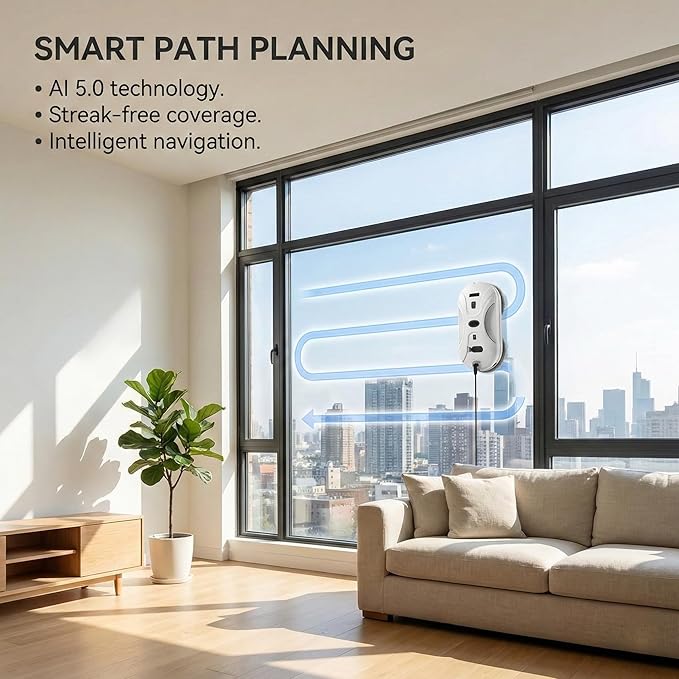 Automatic Window Cleaning Robot Window Cleaner Robot Auto Dual Spray 2026 Model Robot Limpia Vidrios AI Path Planning 3000Pa Suction Remote Control Edge Detection for Streak-Free Glass - SS1