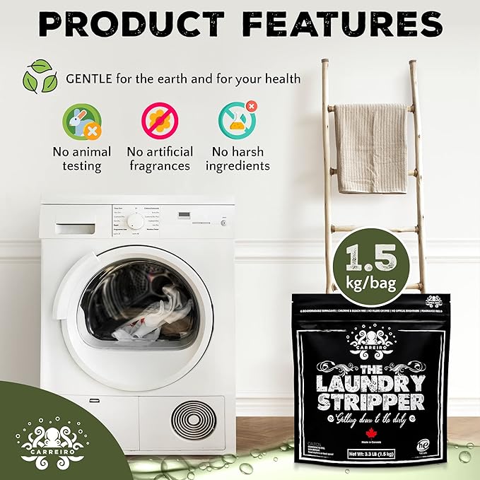 Carreiro Clean The Laundry Stripper - All-In-One! Dirt and Build-up Remover Odor Eliminator Laundry treatment. The One and Only All-in-One Laundry Stripper.…