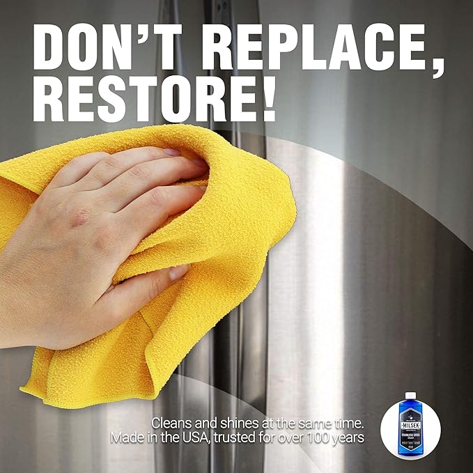 Milsek Stainless Steel Cleaner - Multipurpose Cleaning Supplies for Home and Kitchen Appliances Sink Stovetop Dishwasher Microwaves and Refrigerators - 12 Fl Oz (Pack of 4)