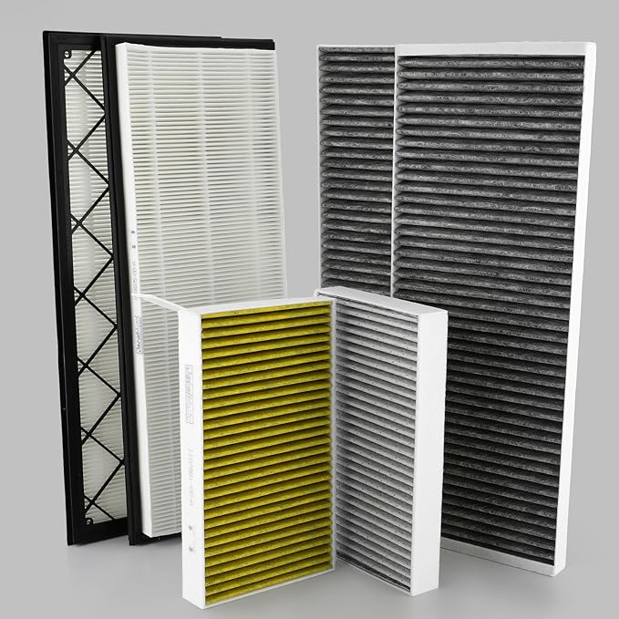 6pcs Activated Carbon Cabin Air Filter HEPA Air Intake Filter Set for Model Y 2020 2022 2023 2024 2025 2026 (Not Fit for Tesla Model Y Long Range 2021) Replace 1658375-00-A 1658376-00-A