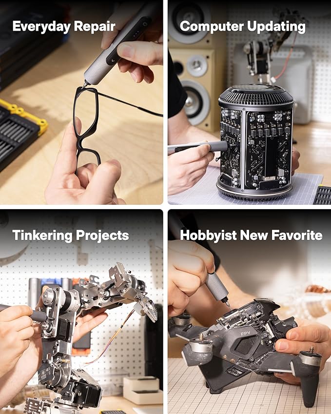 HOTO SNAPBLOQ 3-in-1 Mini Power Tool Kit – Mini Drill &amp Rotary Tool Electric Screwdriver with 114 Accessories Magnetic Modular System Ideal for 3D Printing Finishing Electronics Repair DIY Cr