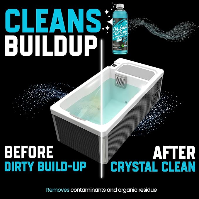 Oh Yuk 5-in-1 Cold Plunge Water Treatment – Cleaner Clarifier Conditioner Combats Odors Deodorizes – Premium Cold Tub &amp Ice Bath Care – Works with All Cold Plunges with Filter Systems – 32 Use